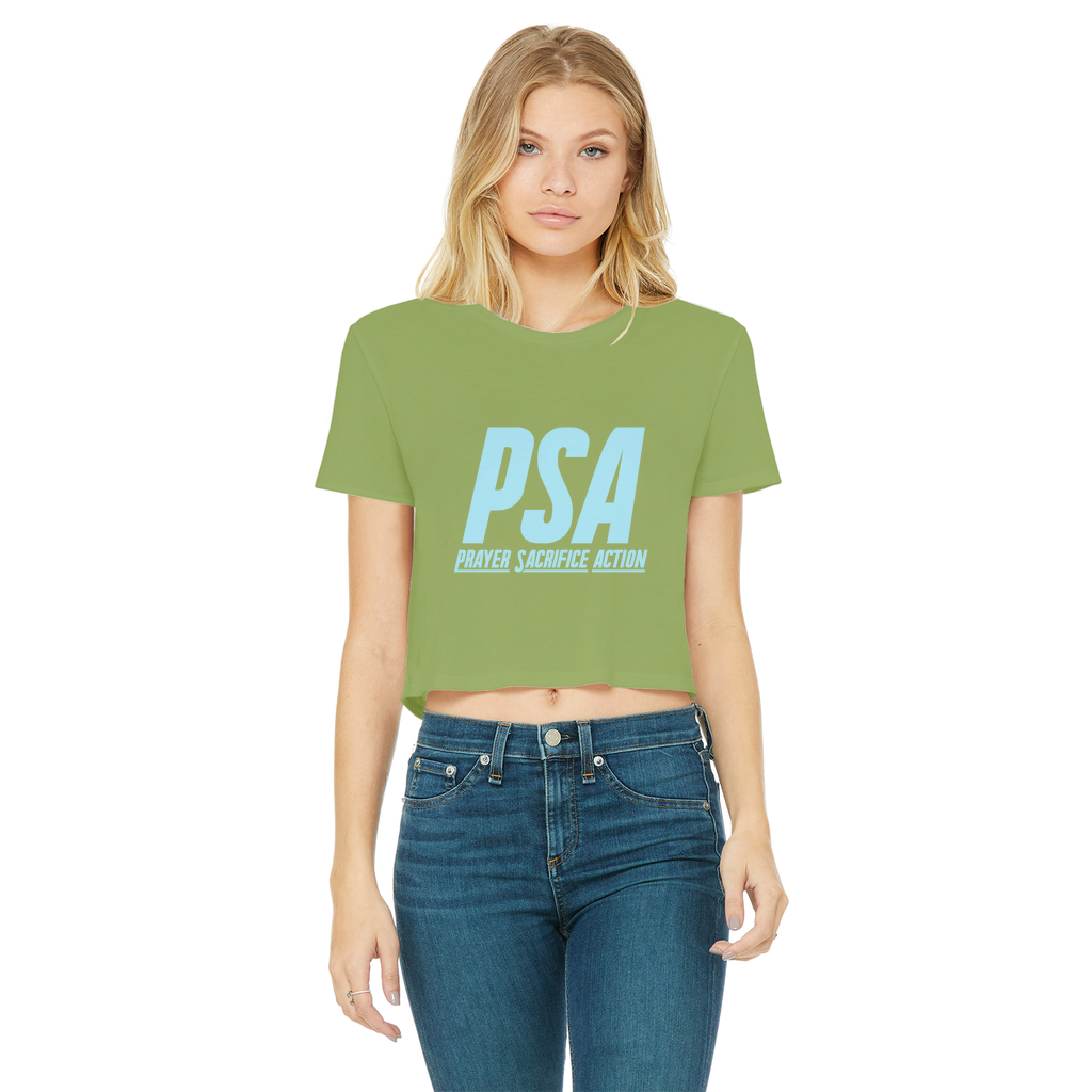 Blizzard Blue Classic Women's Cropped Raw Edge T-Shirt