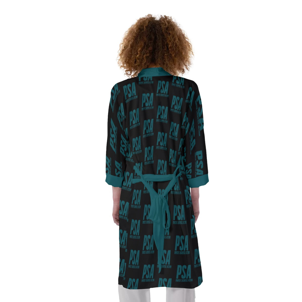 Sherpa Blue Women's Satin Kimono Robe