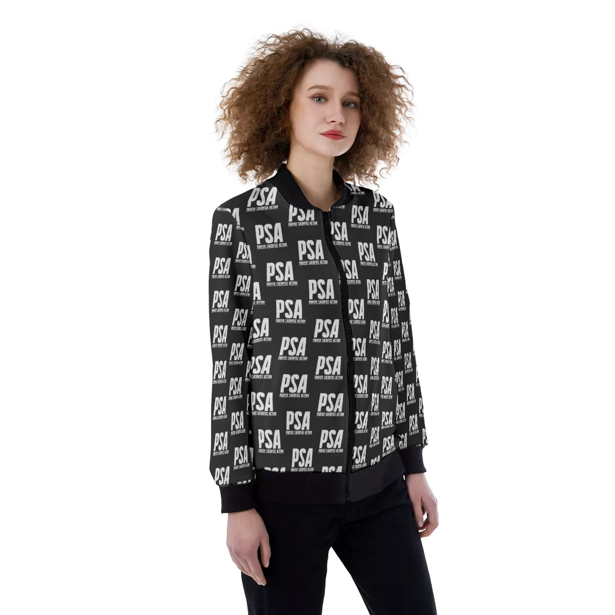 Whisper Print Women's Ribbed Stand-up Collar Jacket