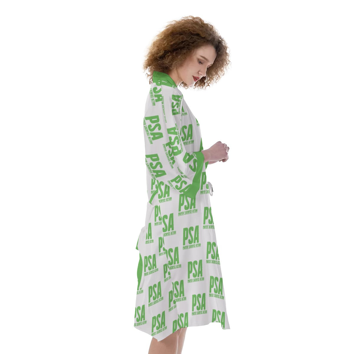 Green Classic Women's Satin Kimono Robe