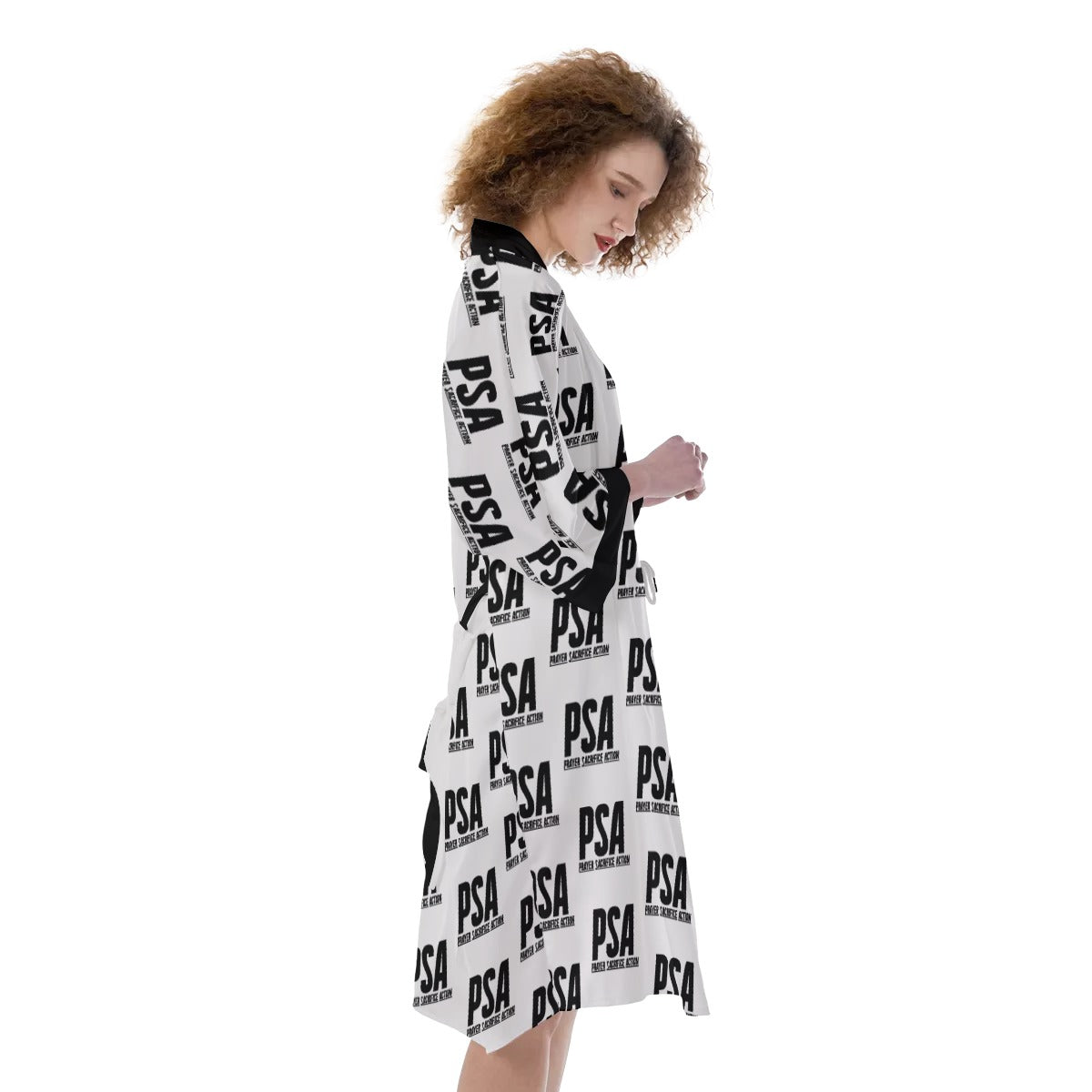 Black Women's Satin Kimono Robe
