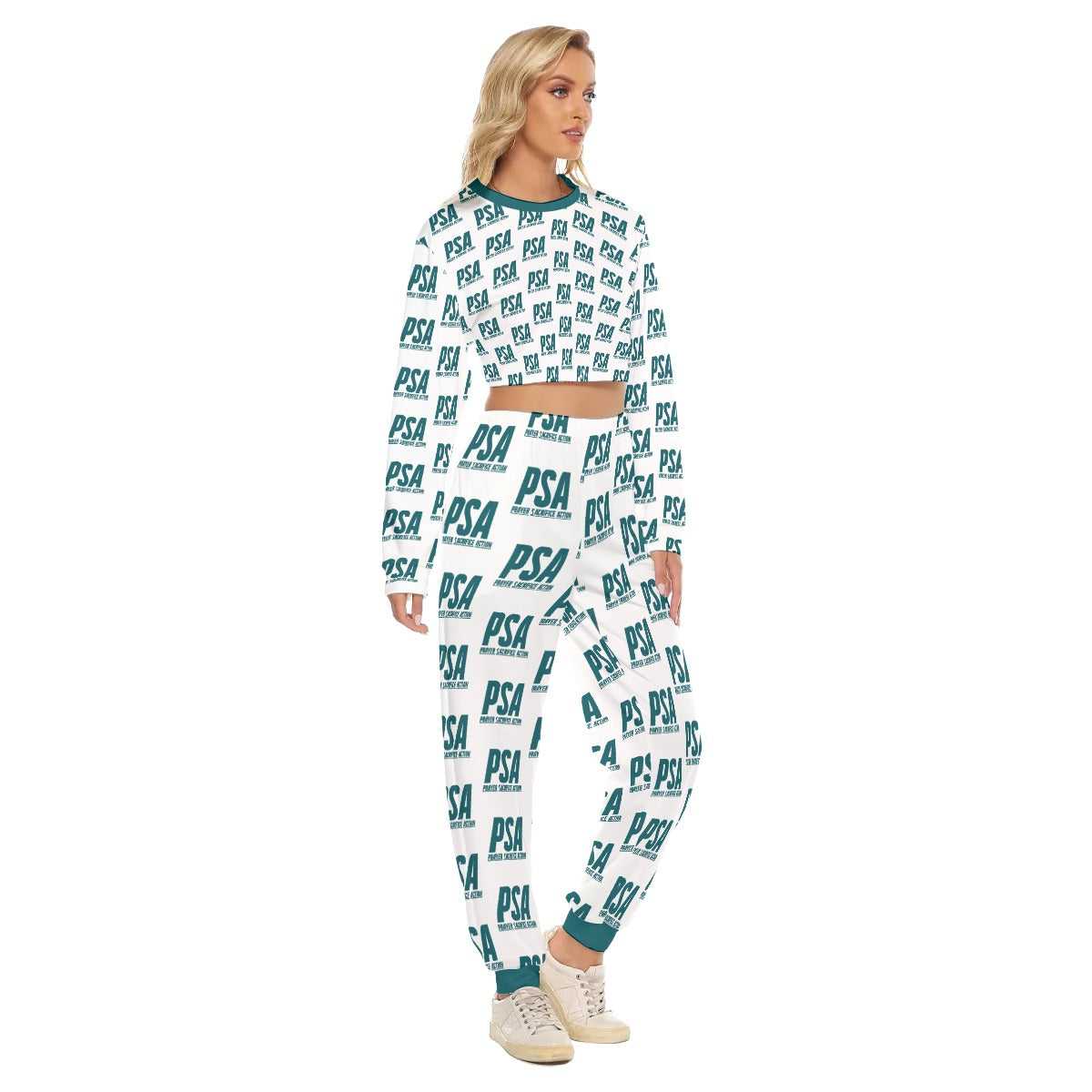 Sherpa Blue Women's Crop Sweatshirt Suit