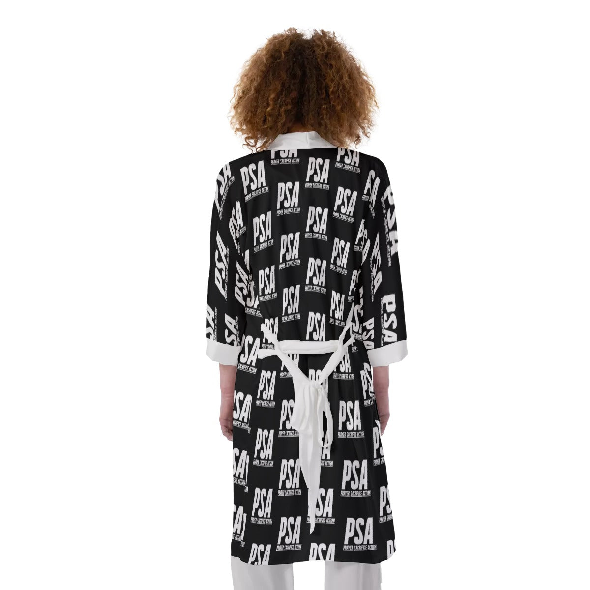 White Women's Satin Kimono Robe