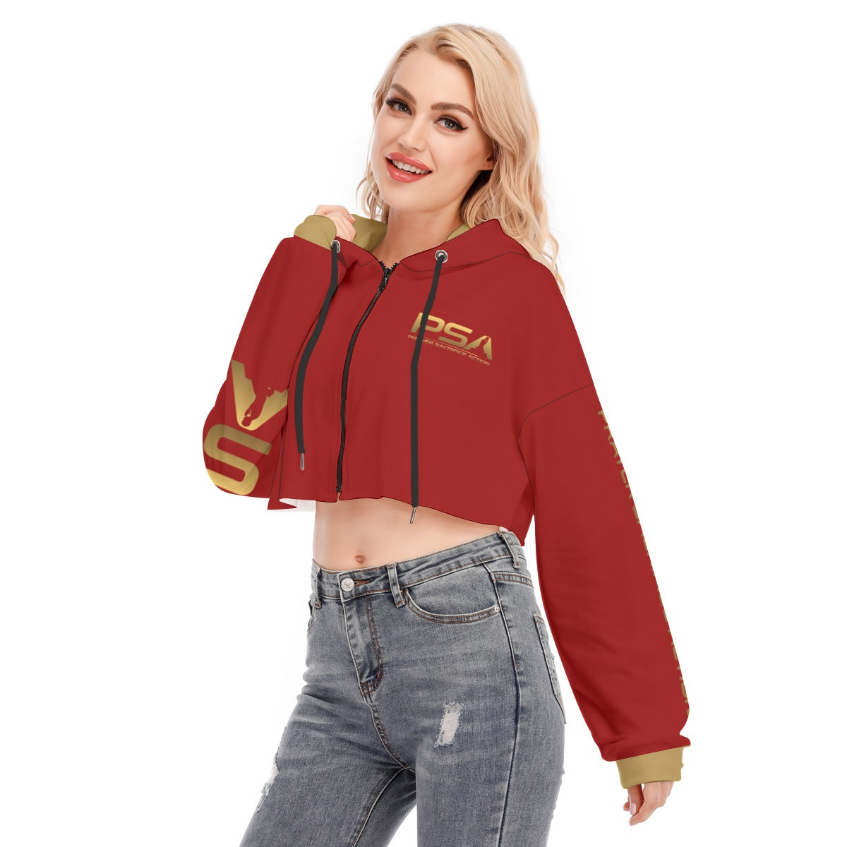Burgundy Cropped Hoodie (Zip)