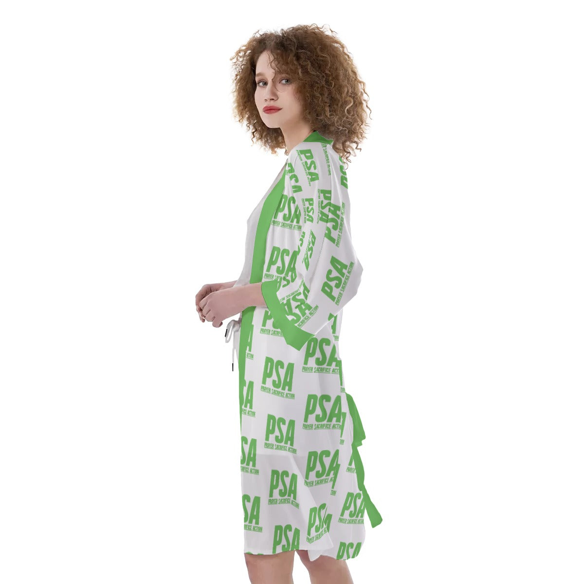 Green Classic Women's Satin Kimono Robe