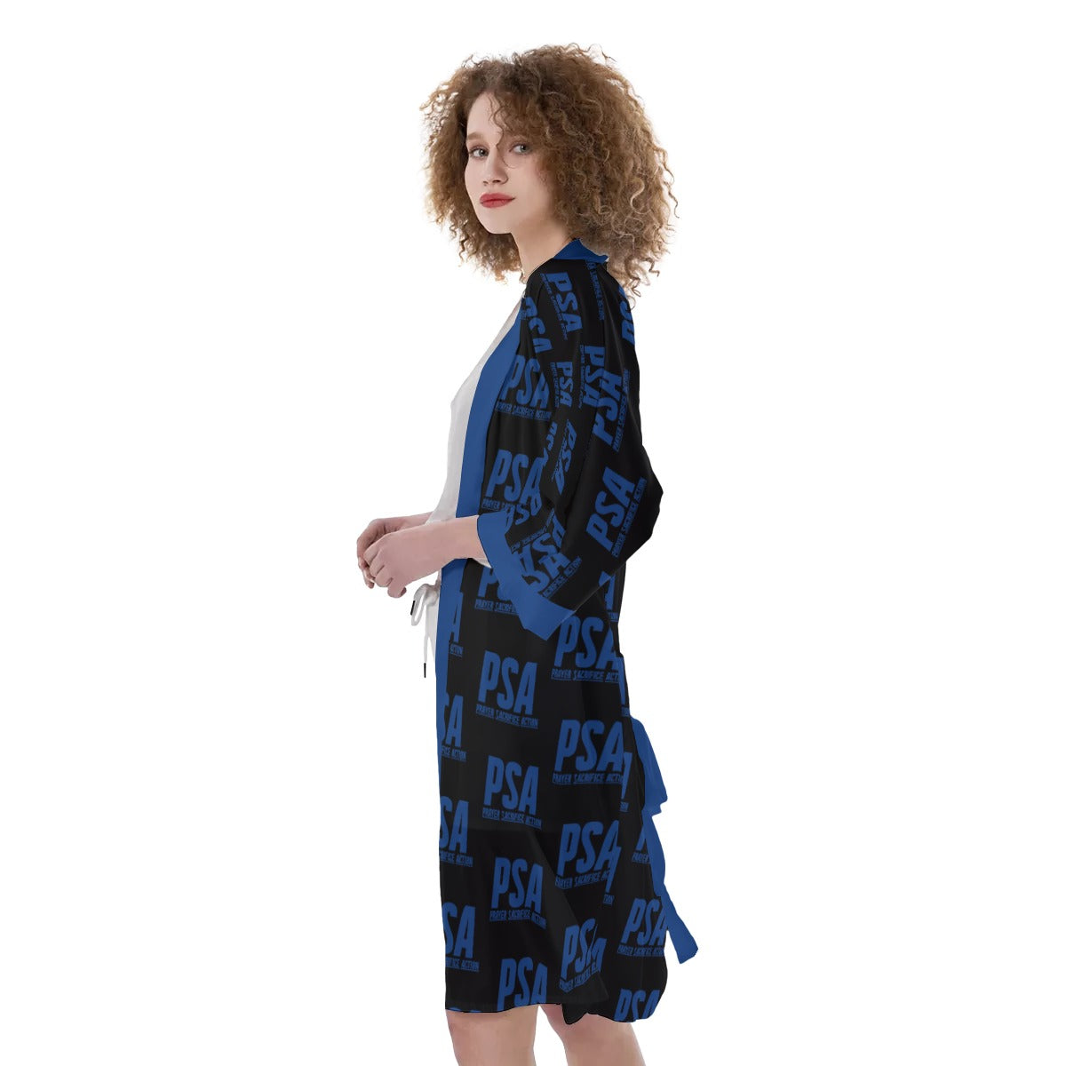 Blue Classic Women's Satin Kimono Robe 2