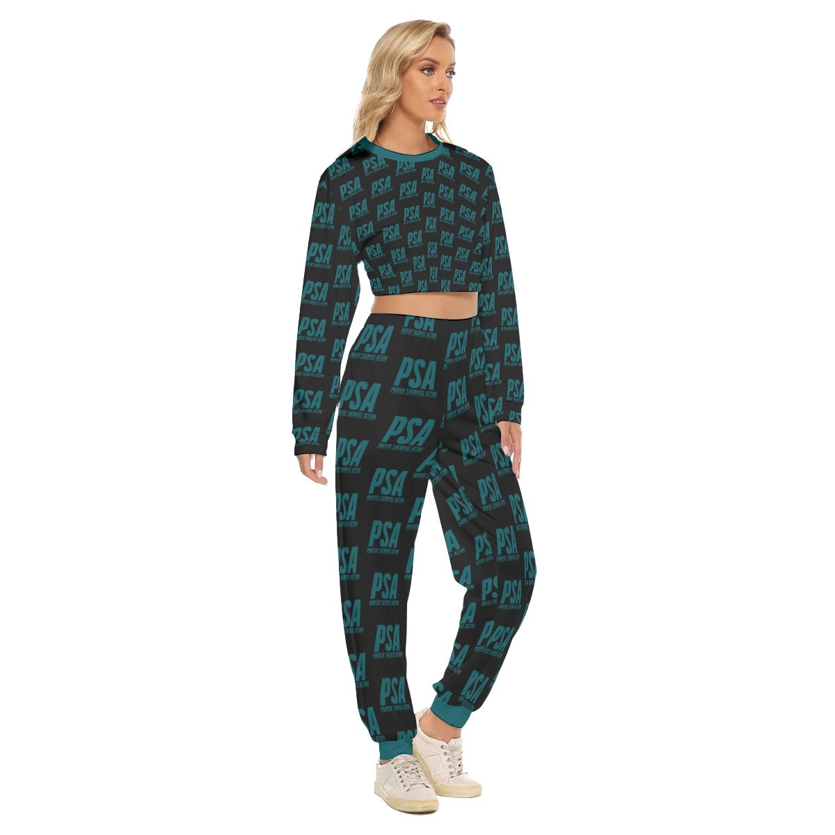 Sherpa Blue Women's Crop Sweatshirt Suit