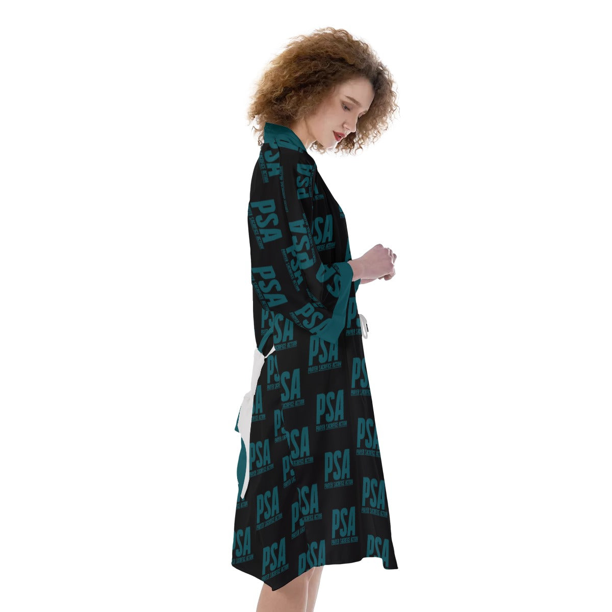 Sherpa Blue Women's Satin Kimono Robe