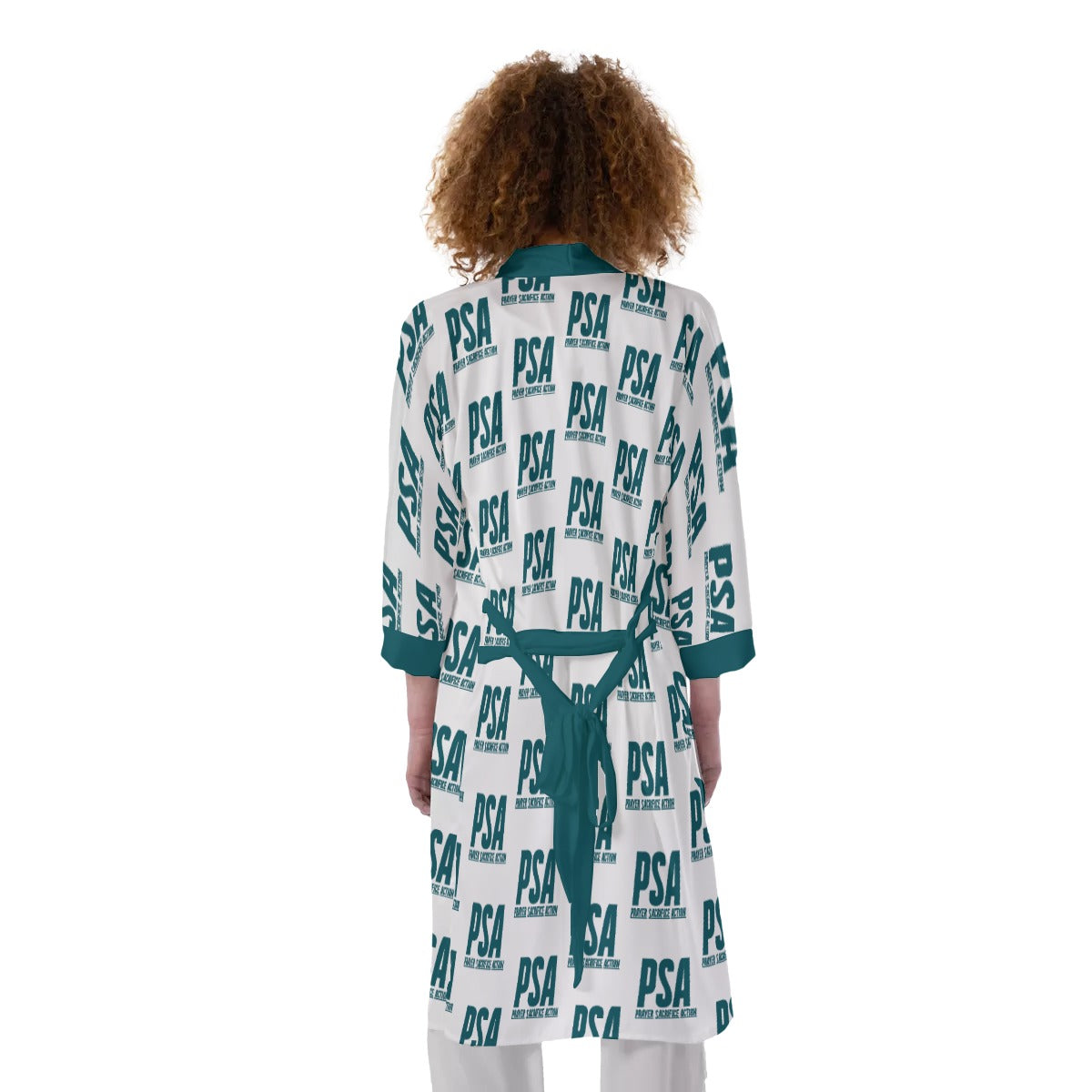 Sherpa Blue Women's Satin Kimono Robe