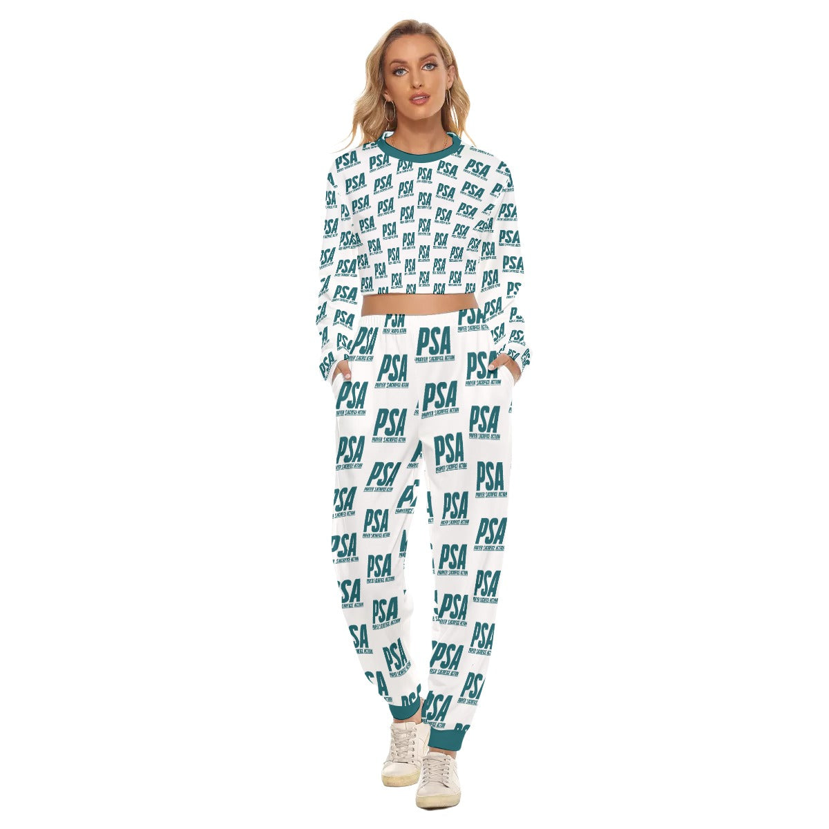 Sherpa Blue Women's Crop Sweatshirt Suit