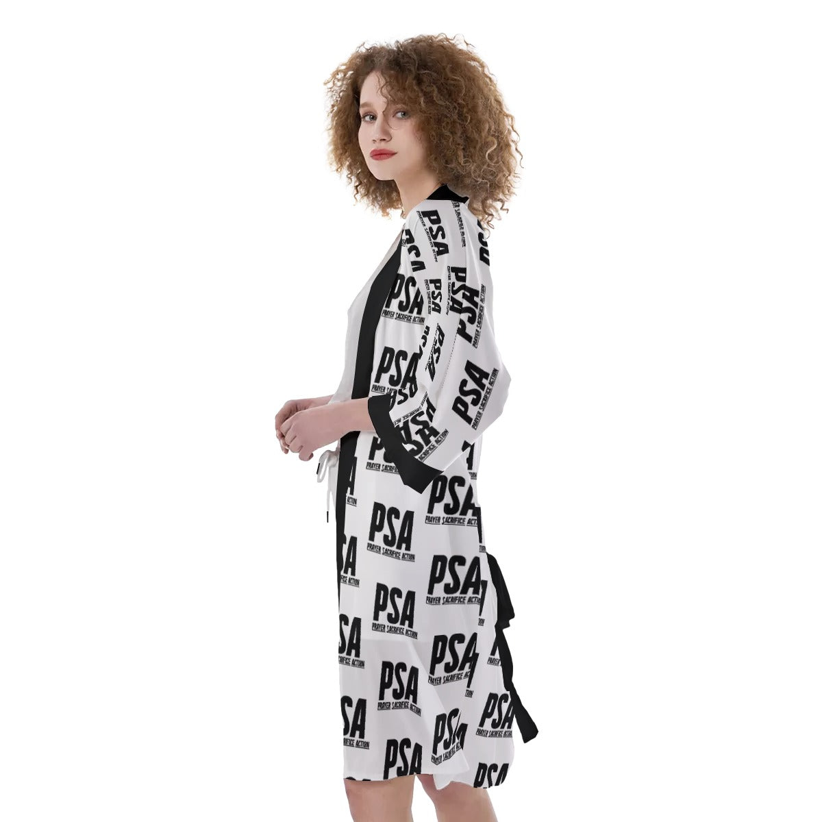 Black Women's Satin Kimono Robe