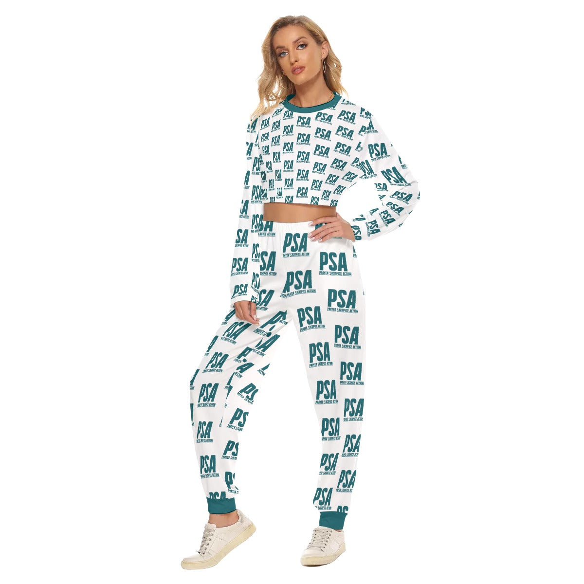 Sherpa Blue Women's Crop Sweatshirt Suit