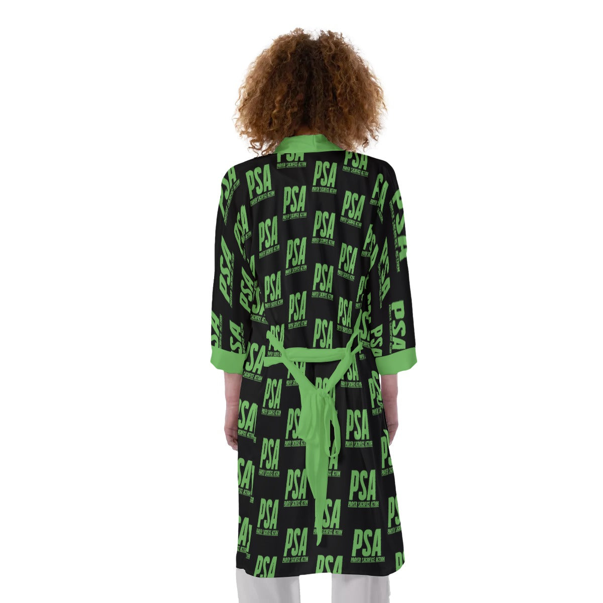 Green Classic Women's Satin Kimono Robe