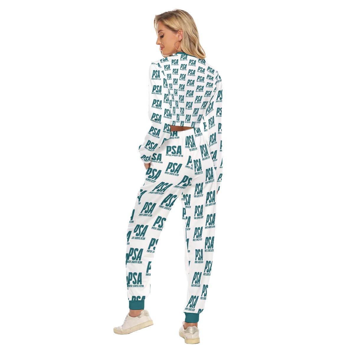 Sherpa Blue Women's Crop Sweatshirt Suit