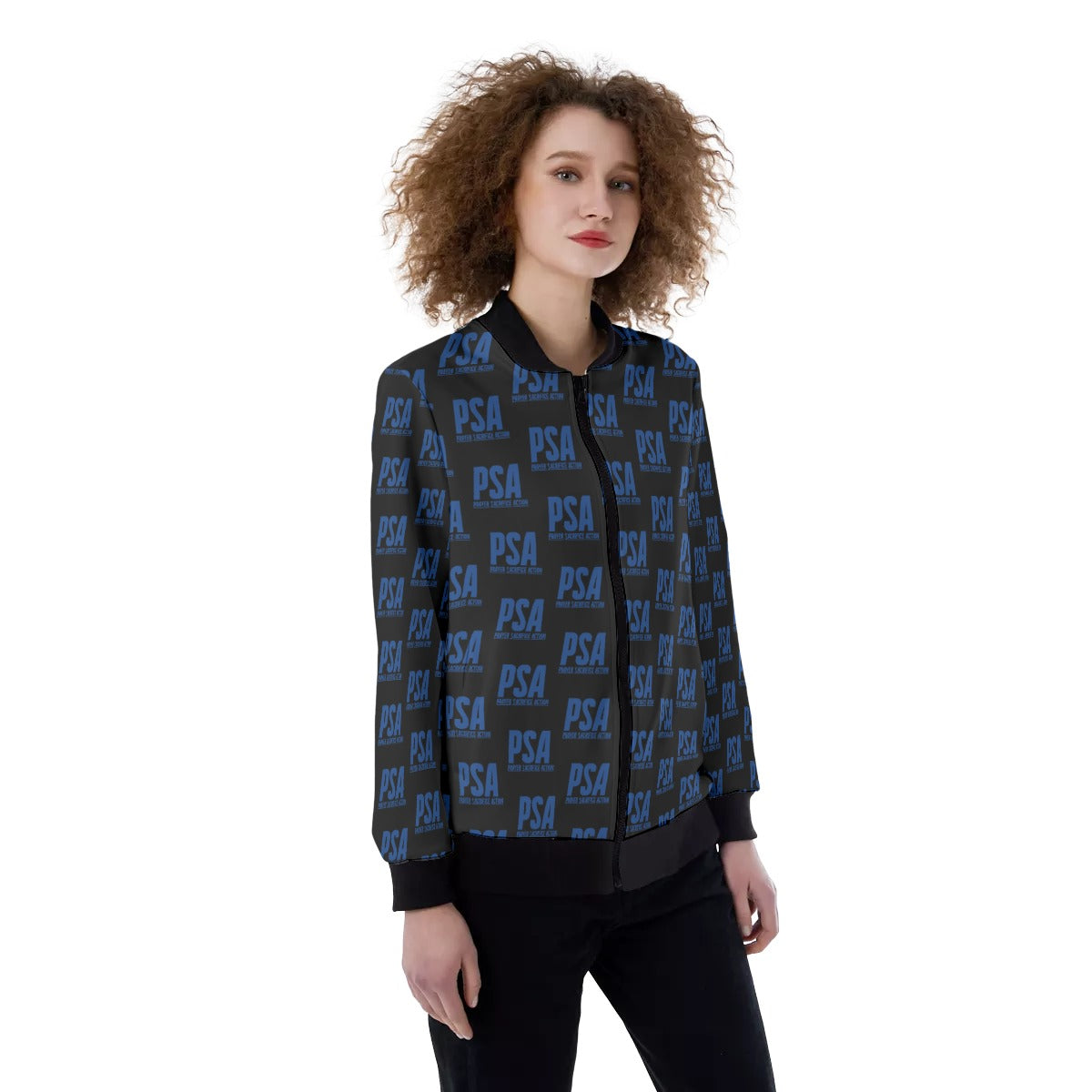 Blue Print Women's Ribbed Stand-up Collar Jacket