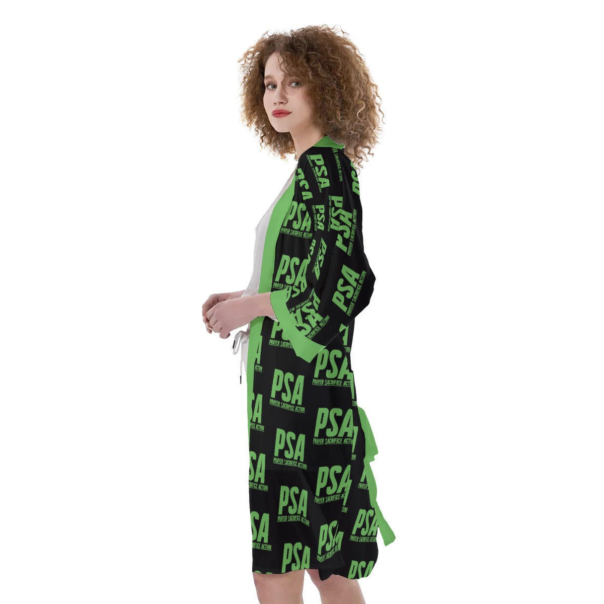 Green Classic Women's Satin Kimono Robe