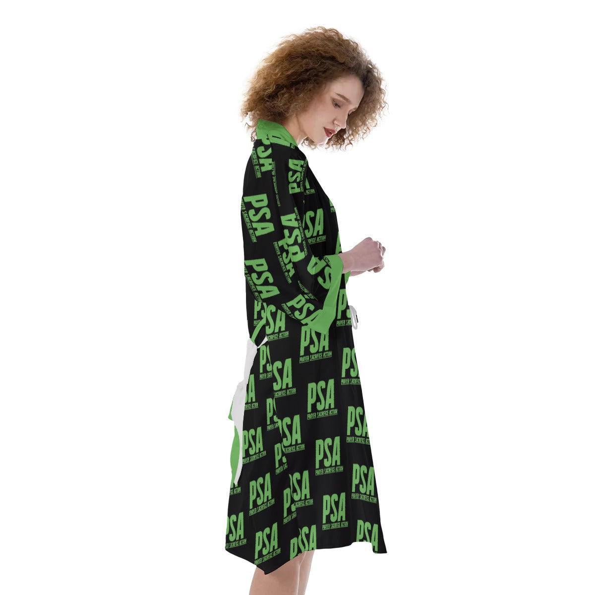 Green Classic Women's Satin Kimono Robe