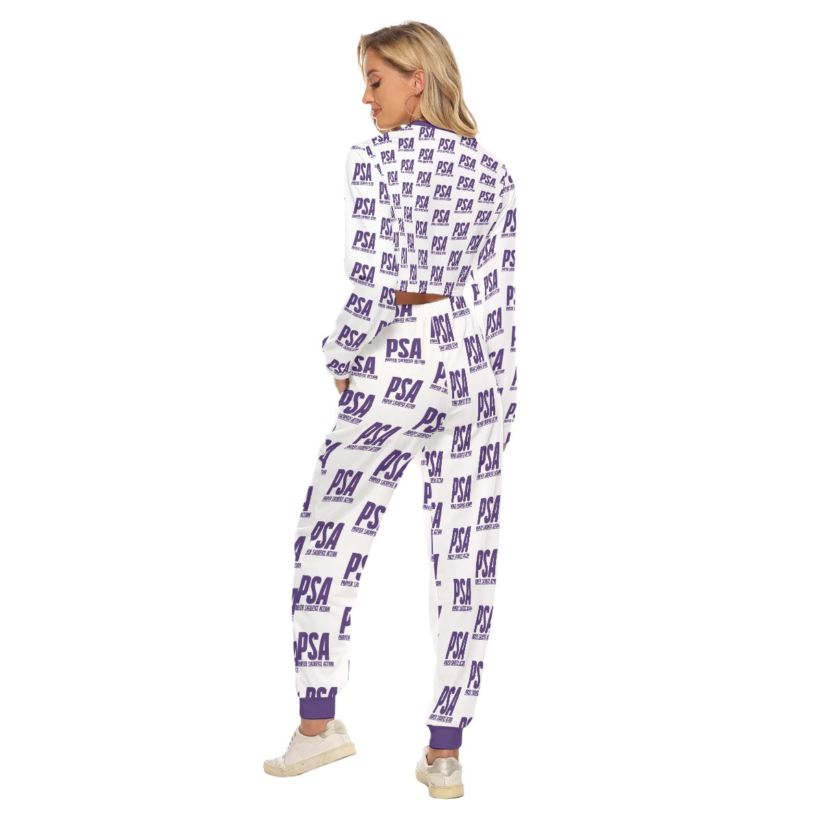 Purple Classic Women's Crop Sweatshirt Suit
