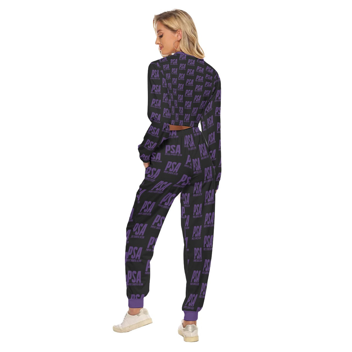 Purple Classic Women's Crop Sweatshirt Suit