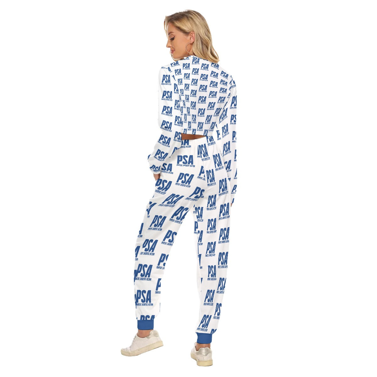 Blue Classic Women's Crop Sweatshirt Suit