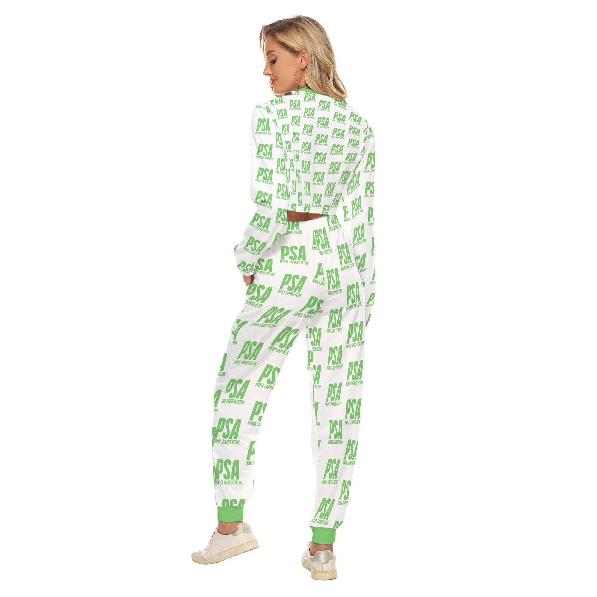 Green Classic Women's Crop Sweatshirt Suit