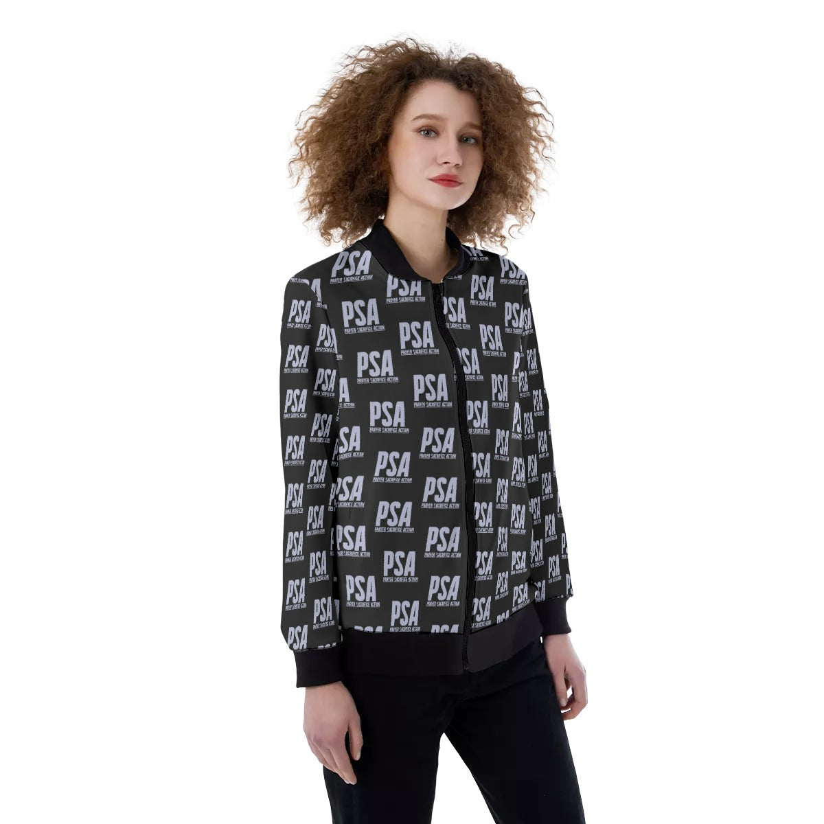 Penaro Print Women's Ribbed Stand-up Collar Jacket