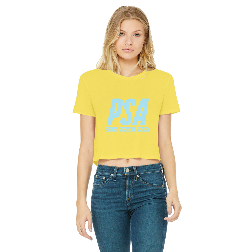 Blizzard Blue Classic Women's Cropped Raw Edge T-Shirt