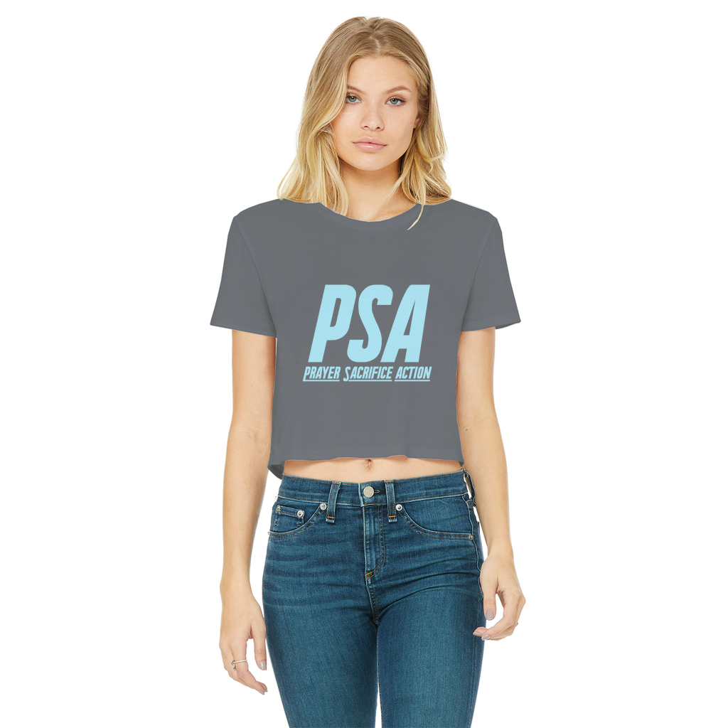 Blizzard Blue Classic Women's Cropped Raw Edge T-Shirt