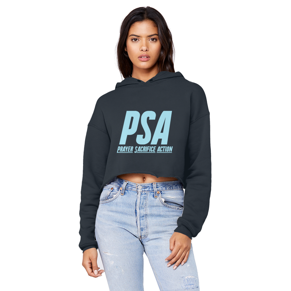 Blizzard Blue Unisex Cropped Raw Edge Boyfriend Hoodie