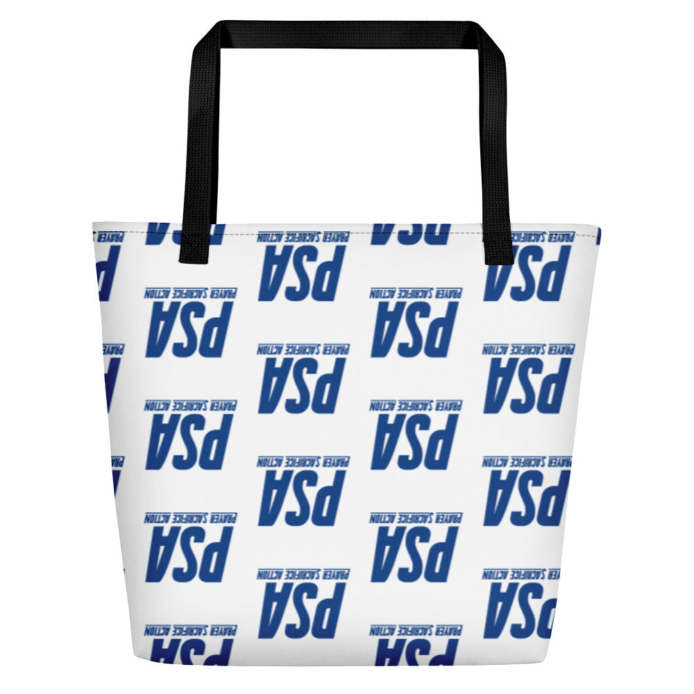 Blue Classic Large Tote Bag w/ Pocket