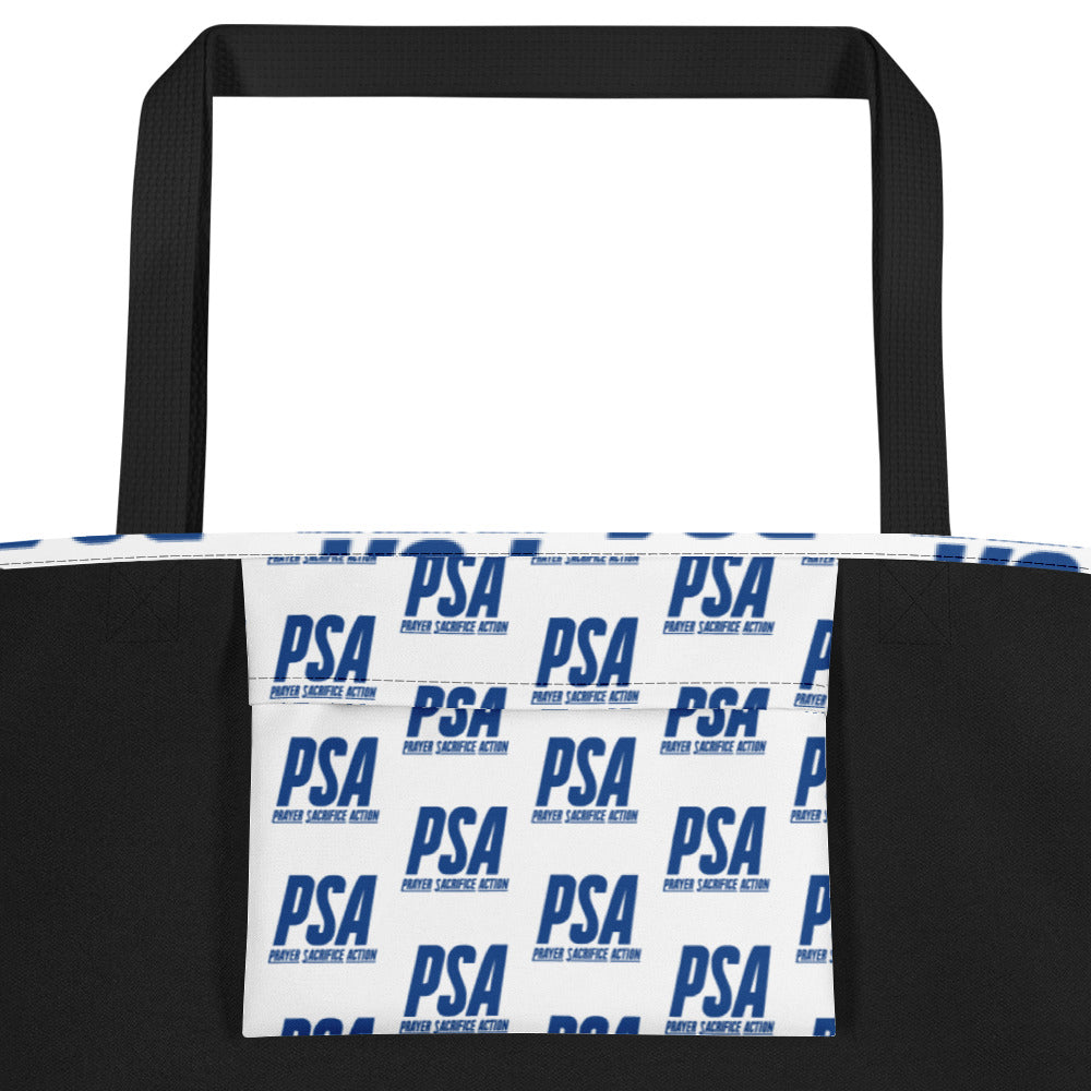 Blue Classic Large Tote Bag w/ Pocket
