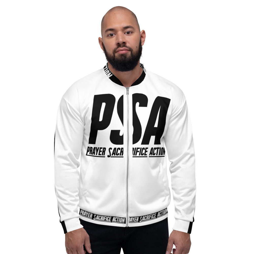White Classic Unisex Bomber Jacket