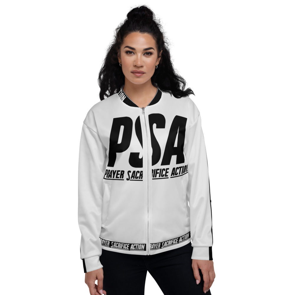 White Classic Unisex Bomber Jacket