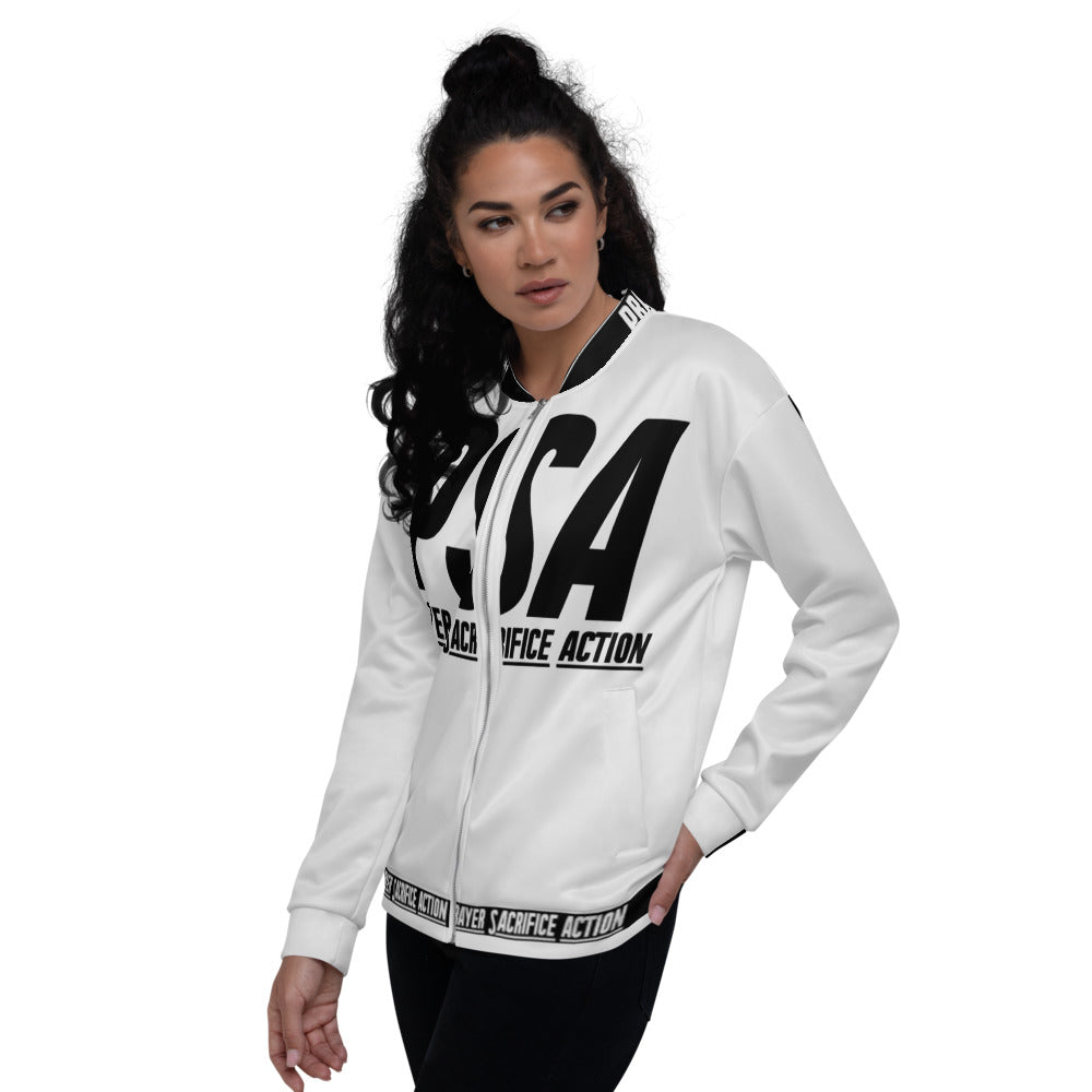 White Classic Unisex Bomber Jacket