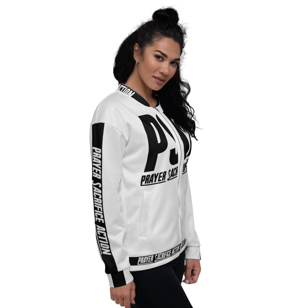 White Classic Unisex Bomber Jacket