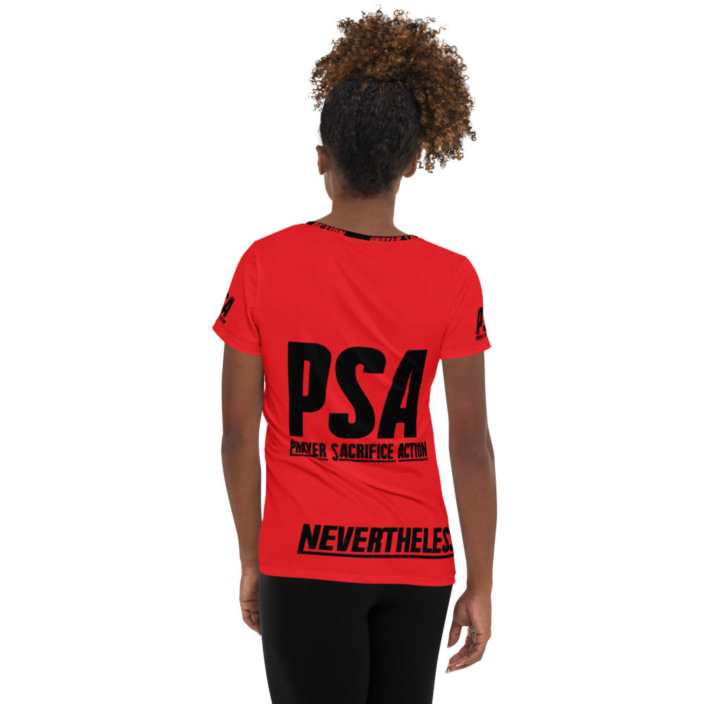 Red NeverTheLess Women's Athletic T-shirt