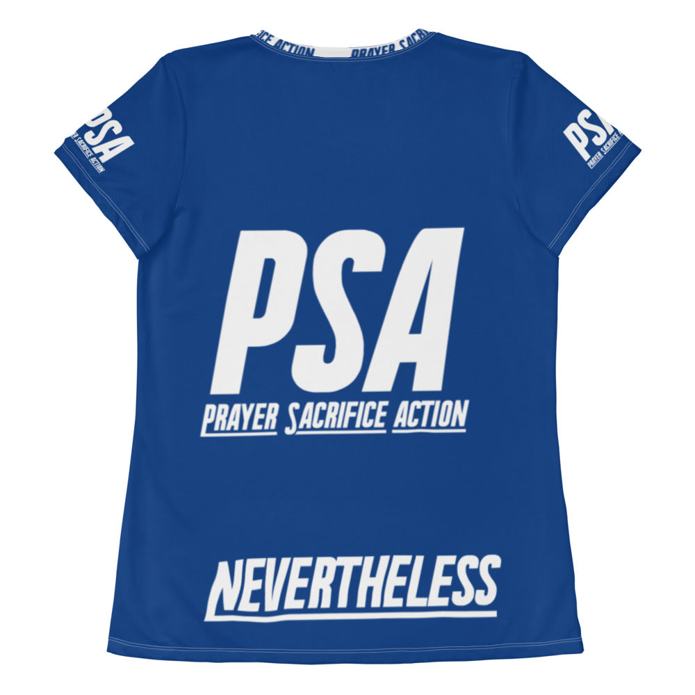 Blue NeverTheLess Women's Athletic T-shirt