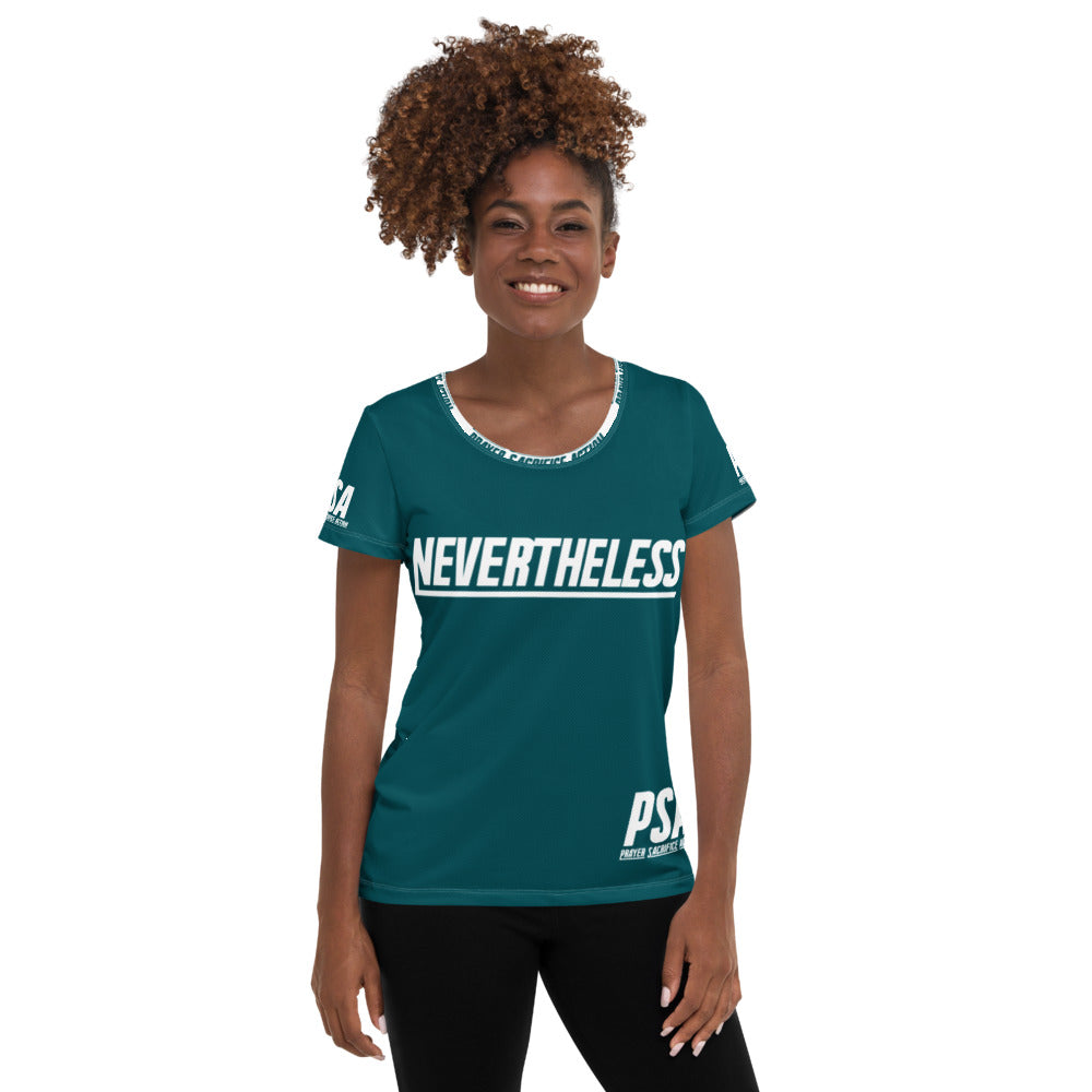 Sherpa Blue NeverTheLess Women's Athletic T-shirt