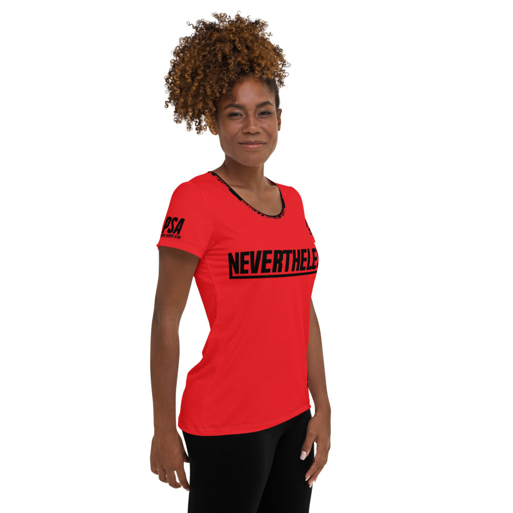 Red NeverTheLess Women's Athletic T-shirt