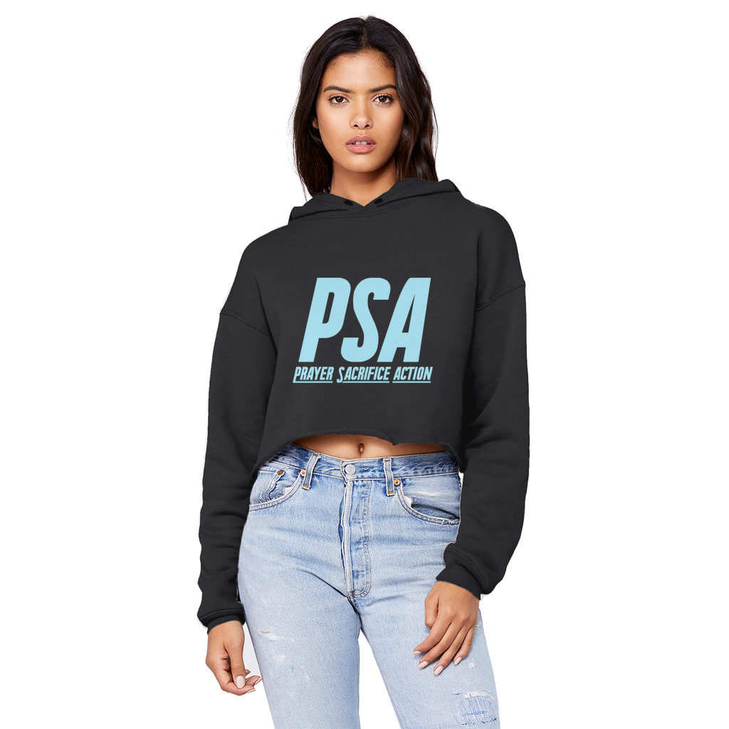 Blizzard Blue Unisex Cropped Raw Edge Boyfriend Hoodie