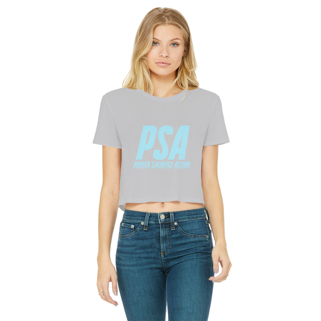 Blizzard Blue Classic Women's Cropped Raw Edge T-Shirt