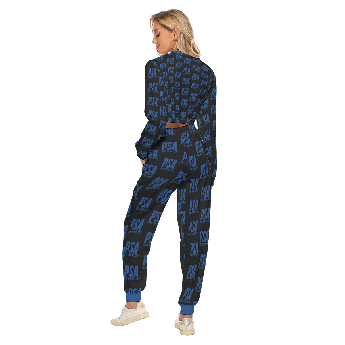 Blue Classic Women's Crop Sweatshirt Suit