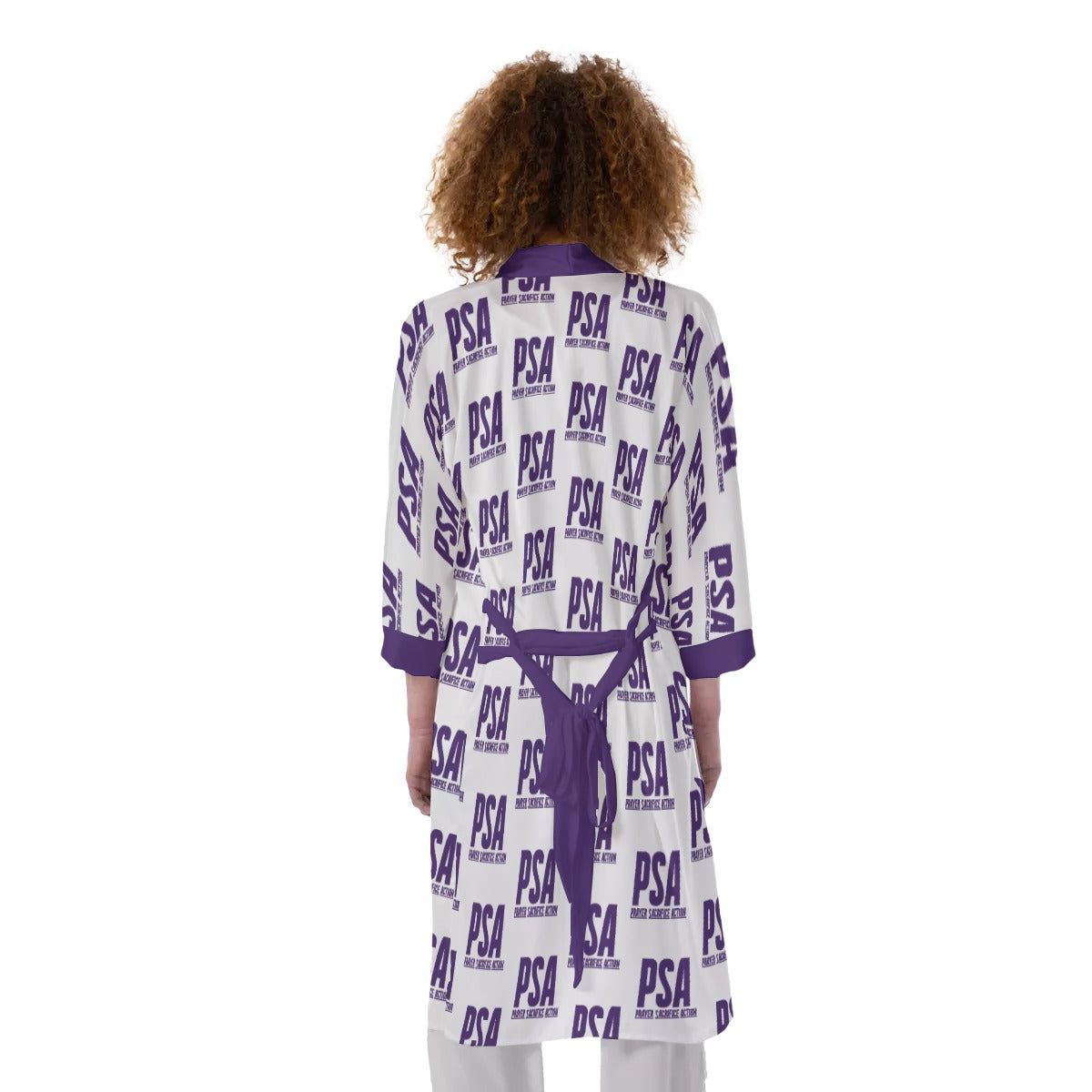 Purple Classic Women's Satin Kimono Robe