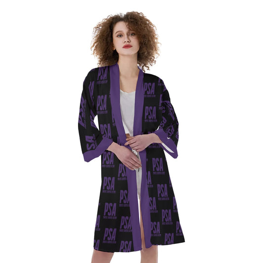 Purple Classic Women's Satin Kimono Robe 2