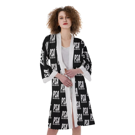 White Women's Satin Kimono Robe