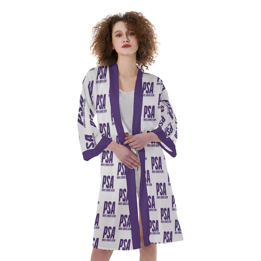 Purple Classic Women's Satin Kimono Robe