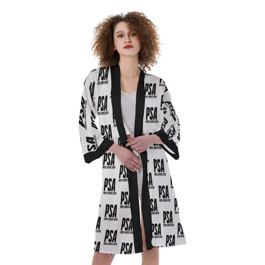 Black Women's Satin Kimono Robe