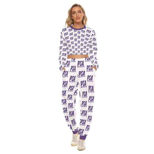 Purple Classic Women's Crop Sweatshirt Suit