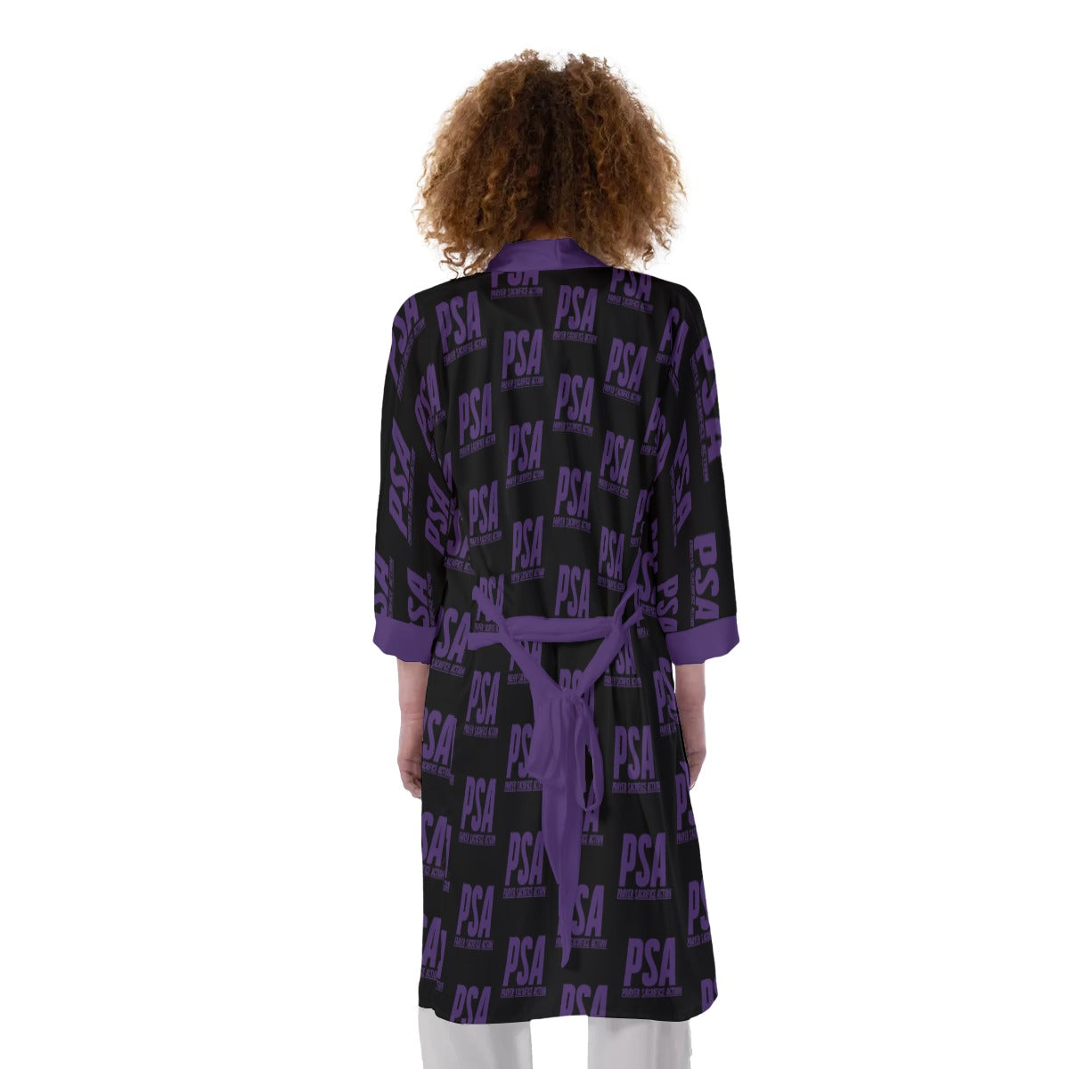 Purple Classic Women's Satin Kimono Robe 2