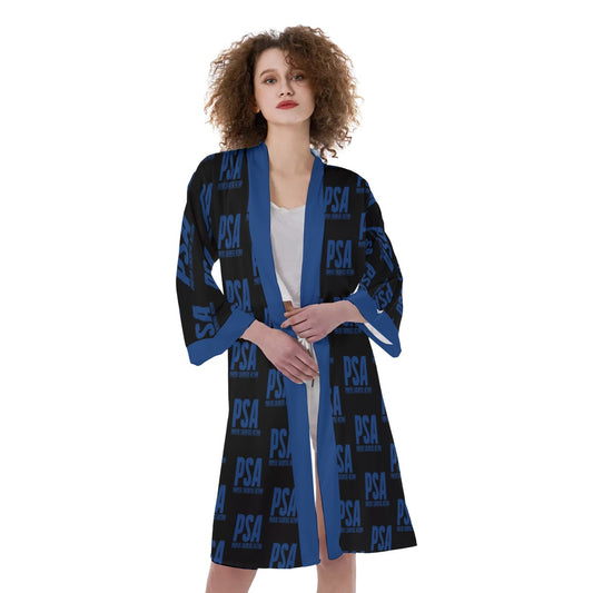 Blue Classic Women's Satin Kimono Robe 2